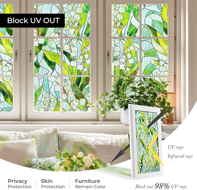 3D Stained Glass Window Film, Decorative Window Privacy Film - Image 3