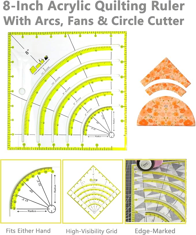 Quilting Kit with Quilting Ruler Holder, Rotary Cutter, Curved Corner Cutter - Image 6