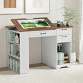 Drafting Table with Storage Cabinet & Drawers, Adjustable Drawing Desk with by Lurinthal