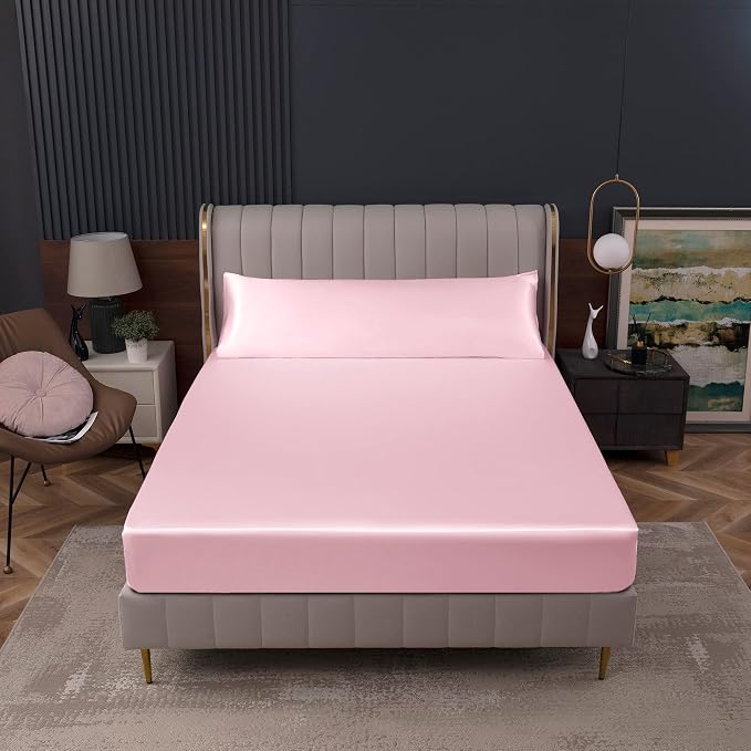 Homiest Blush Pink Satin Fitted Sheet - Image 8