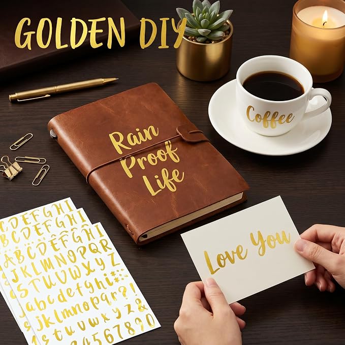 Outus 576 Pcs 8 Sheets Letters Stickers Vinyl Alphabet Number Decals Back to - Image 3