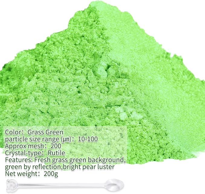Mica Powder, 7.05OZ（200g）, Grass Green Mica Powder Pigment - Image 2