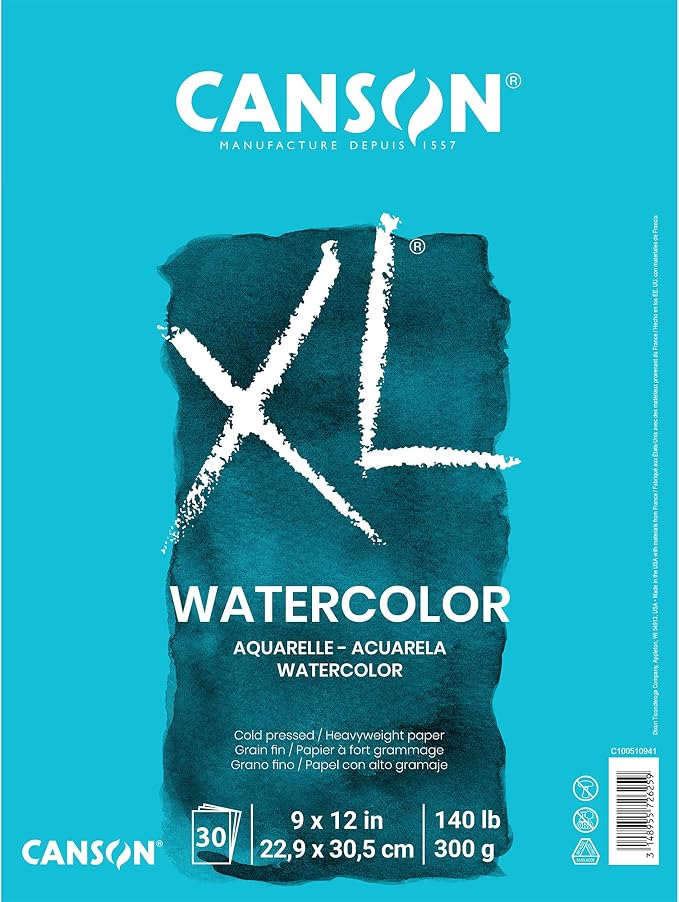 Canson XL Series Watercolor Paper Pad, 30 Sheets/Pad, 3 Pads | Cold Press by Unknown
