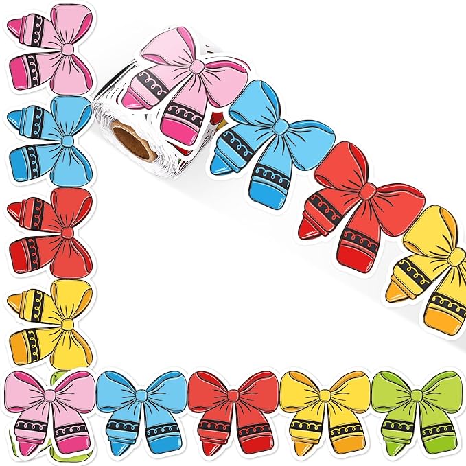FYSUIMU 65.6 Ft Crayon Bow Bulletin Board Border Colorful Crayon Coquette by FYSUIMU