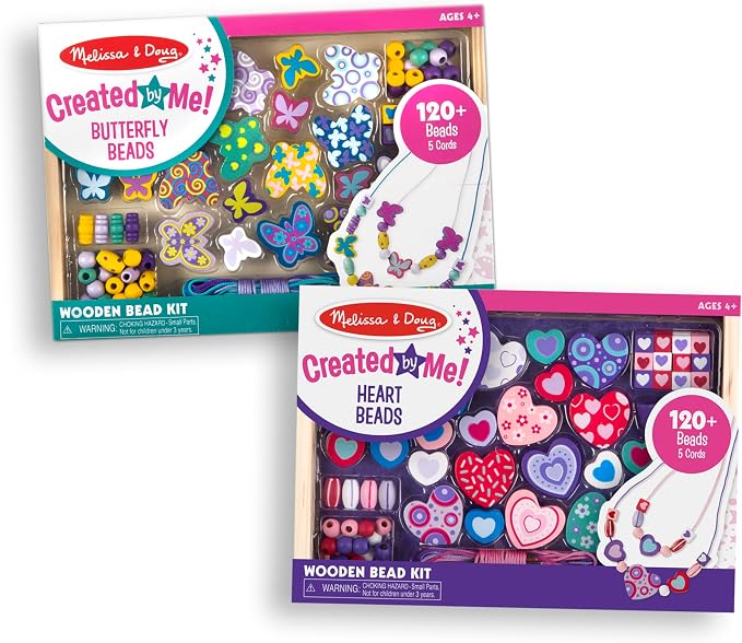 Melissa & Doug Sweet Hearts and Butterfly Friends Bead Set of 2-250+ Wooden - Image 4