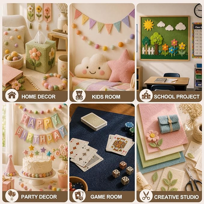 Navy Blue Large Felt Fabric 36" x 36", 1.4 mm Soft Felt Sheet, Nonwoven Fabric - Image 5