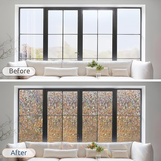 rabbitgoo Window Privacy Film Rainbow Film Decorative Window Sticker, 3D Static - Image 9