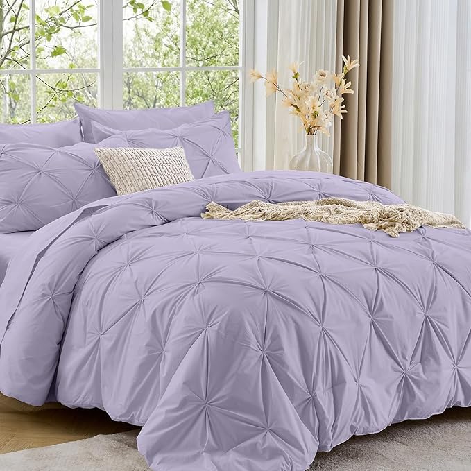 Sasttie California King Comforter Set, 7-Piece Bed in a Bag, Pintuck Bedding by SASTTIE