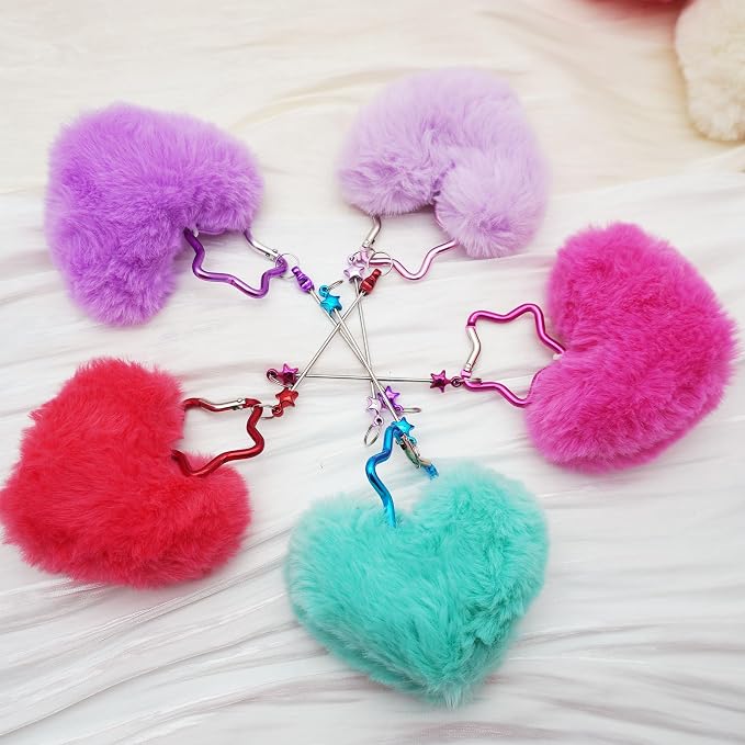 Beadable Heart Pom Pom Keychain Blank Bar - Image 3