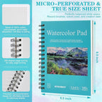 3 Pack 90 Sheet Watercolor Paper Pad 5.5“ x 8.5”, 140lb/300 GSM Cotton Cold - Image 2