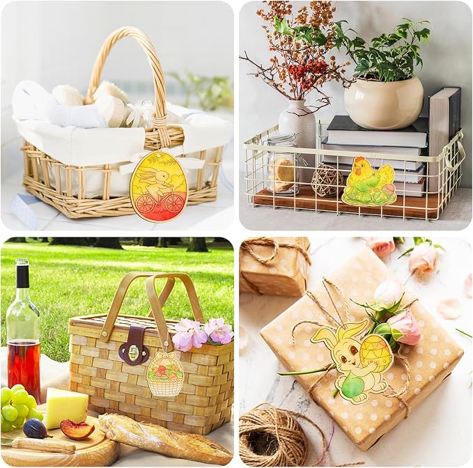 80PCS Wooden Easter Ornaments to Paint, 10 Styles DIY Blank Unfinished Wood Egg - Image 6