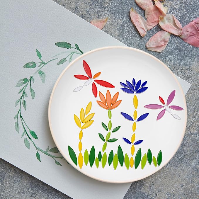 Yoption Petal Mosaic Tiles for Crafts, 200g Flower Leaf Ceramic Mosaic Tiles - Image 3