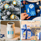 Augshy 56pcs Hanukkah Stencils, Chanukkah Dreidel Menorah Cupcake Stencils - Image 7