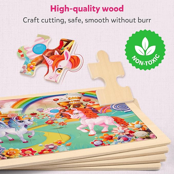 SYNARRY Large Unicorn Princess Fairy Wooden Puzzles - Image 4