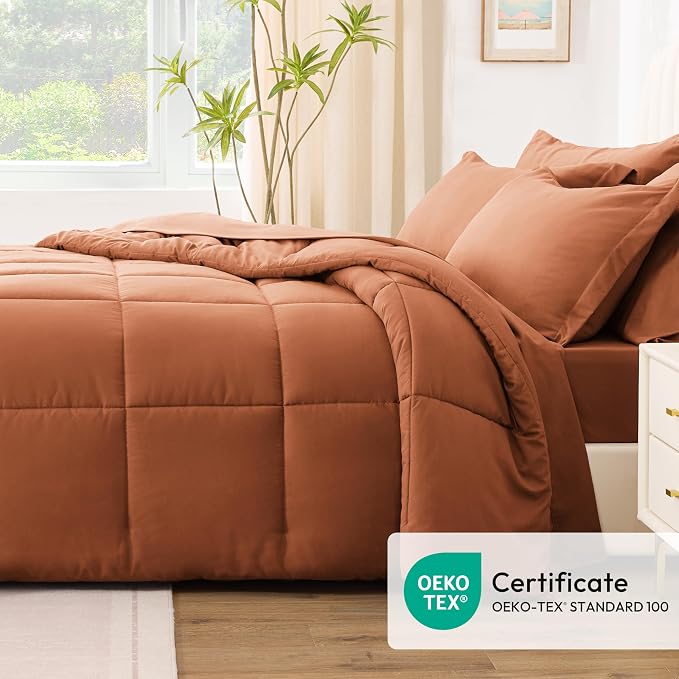 Love's cabin Full Comforter Set Burnt Orange, 7 Pieces Full Bed in a Bag - Image 5