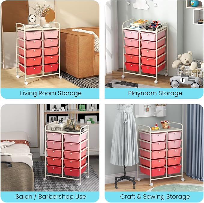 BECOMFORT 10-Drawer Rolling Cart - Image 7