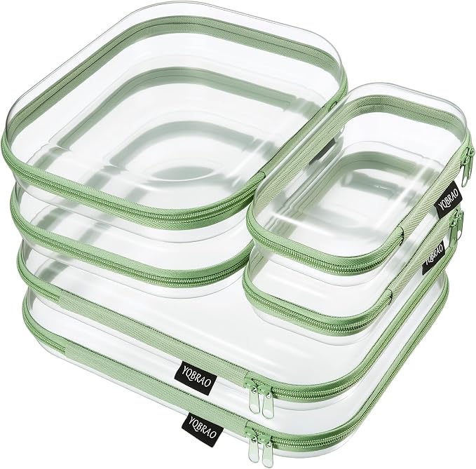 YQBRAO 6 Pack Sleek Green Clear Hard Shell Zipper Case, 1.2mm Heavy Duty Tech & by Unknown