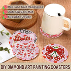 Axquilon 8 Pcs Pink Bow Diamond Art Coasters Kit - Image 3