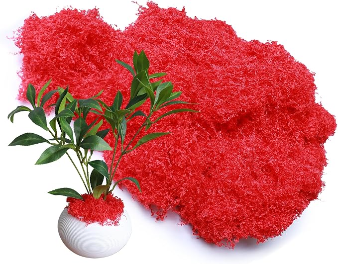 8.8oz Red Fake Moss Artificial Faux Plant Floral Moss by Forlaoers