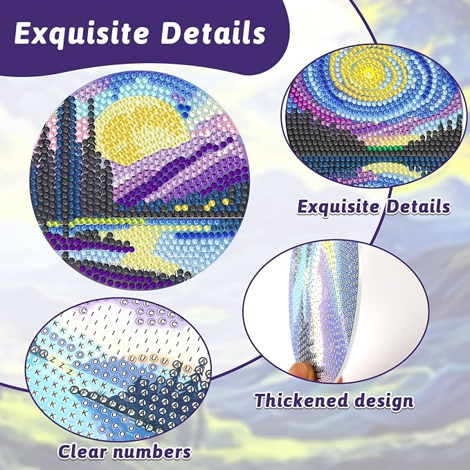 UPINS 8 Pcs Diamond Art Painting Coasters - Image 4