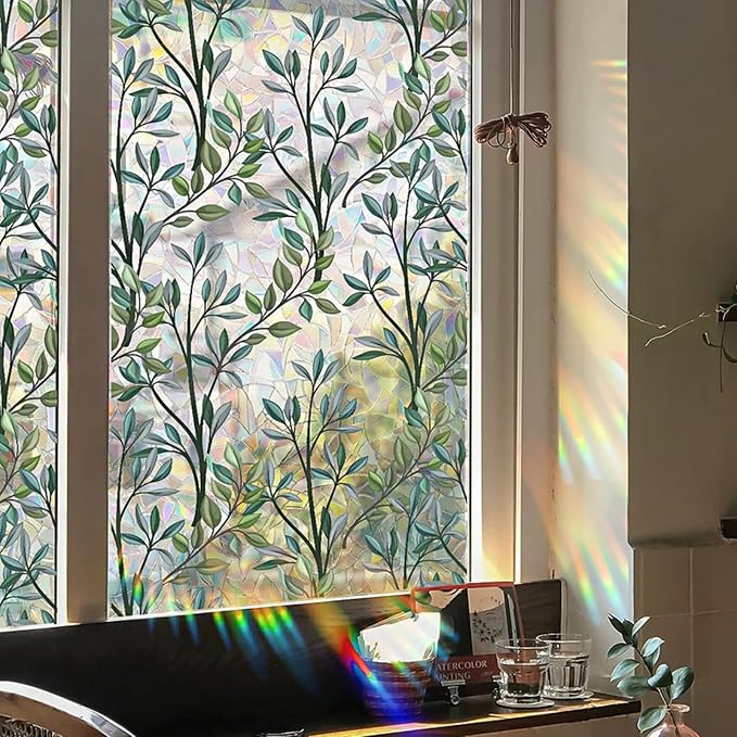 Retro Flowers Window Privacy Film, Magnolia Stained Glass Decorative Window Film - Image 3