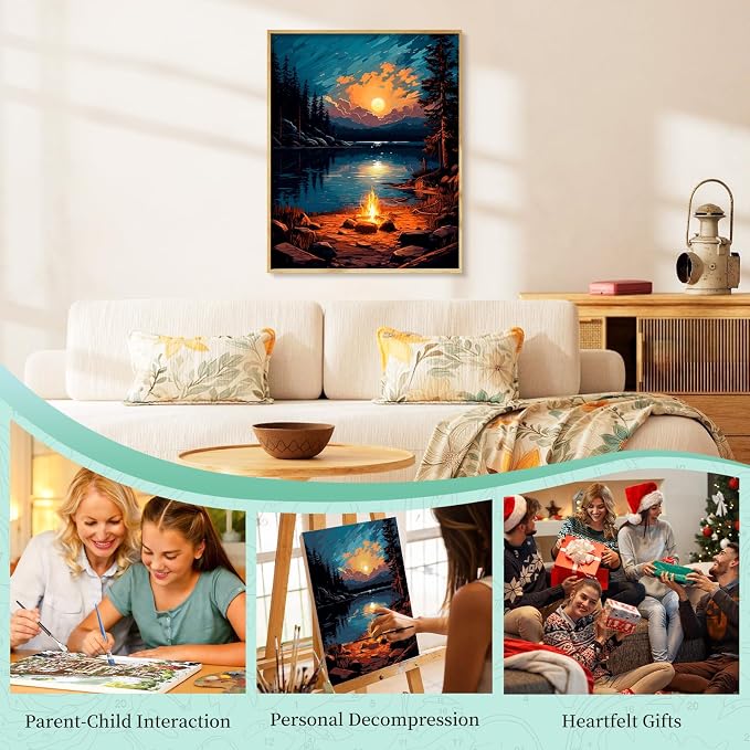 Paint by Numbers Kit for Adults, Sunset Lake DIY Painting Kit, 16x20 Inch | - Image 7