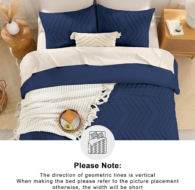 Andency Navy Blue Comforter Set Queen Size, Boho Soft Warm Tufted Bedding - Image 5