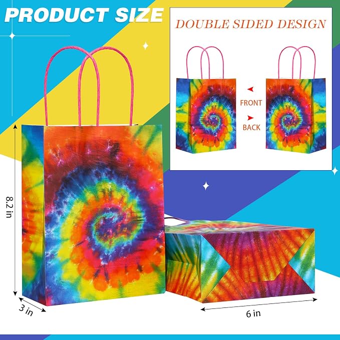 TaoBary 24 Pcs Tie Dye Party Favor Bags Camouflage Treat Goodie Retro Gift Bags - Image 3