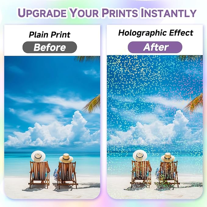 36 Sheets Holographic Laminate Sheets Clear Self Adhesive Sticker Paper | - Image 5