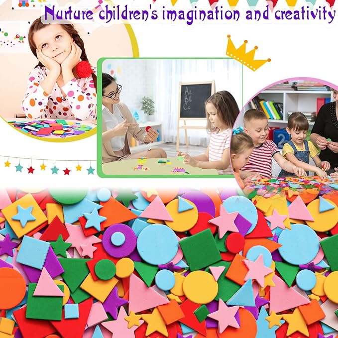 Gushu 1500Pcs Foam Stickers Foam Shapes Stickers - Image 5