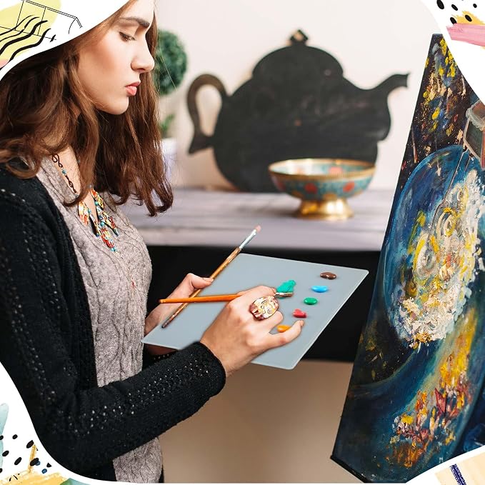 Nuanchu 1 Set Handy Glass Oil Paint Palette Included 12.8 x 9.25 Inches - Image 6