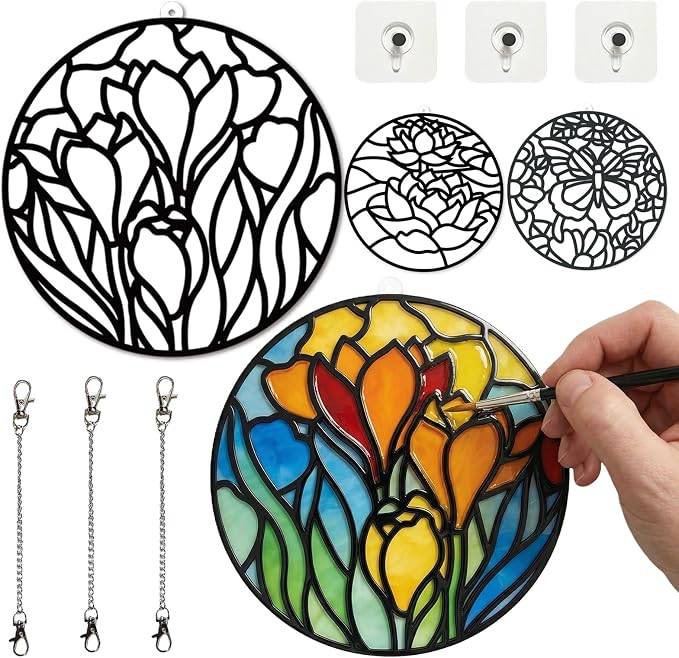 3-Pack DIY Suncatcher Blanks for Adults, Acrylic Stained Glass Window Art Decor by Unknown