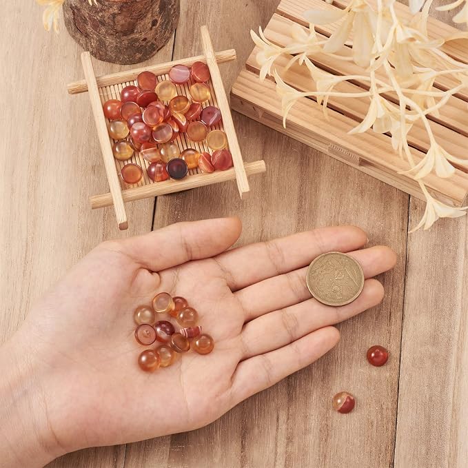 FASHEWELRY 50Pcs Natural Red Agate Cabochons Flat Back Gemstone Cabochons Half - Image 4