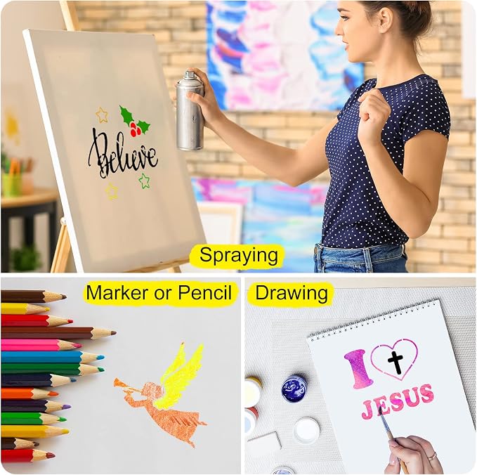 Marspark 66 Pcs Small Stencils for Crafts Reusable 3 Inch Stencils for Painting - Image 3