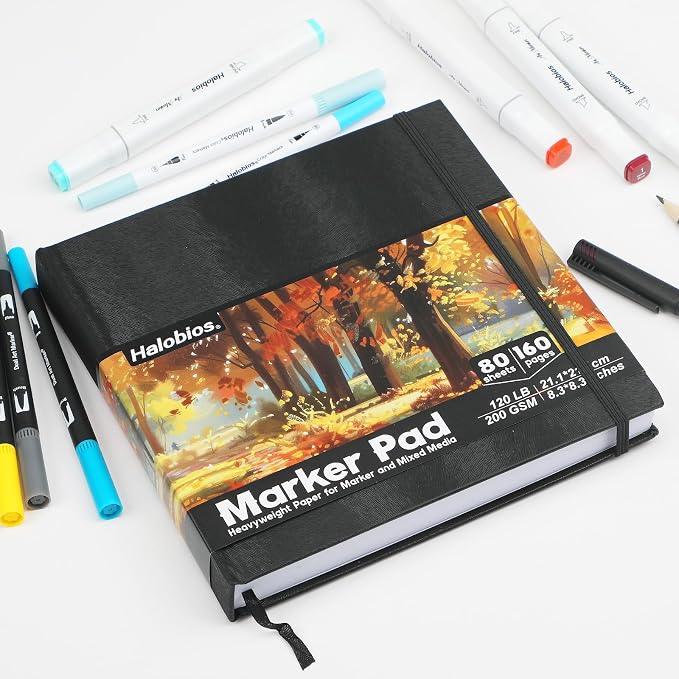 Halobios Square Sketchbook for Drawing, 120 lb/200 GSM Mixed Media Sketchbook - Image 2
