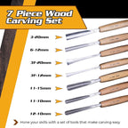 Schaaf Tools Hand-Sharpened Wood Carving Tools Set of 7 Chisels and Gouges - Image 4