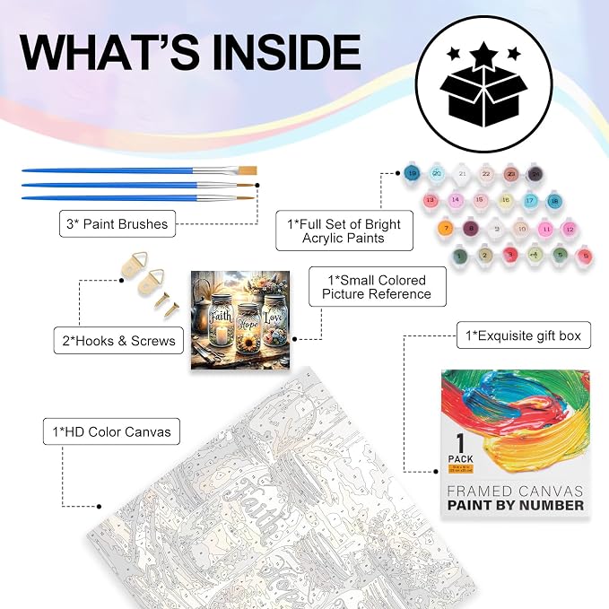 Framed Paint by Numbers Kit for Adults Beginner & Kids Ages 8-12, Love Wishing - Image 4