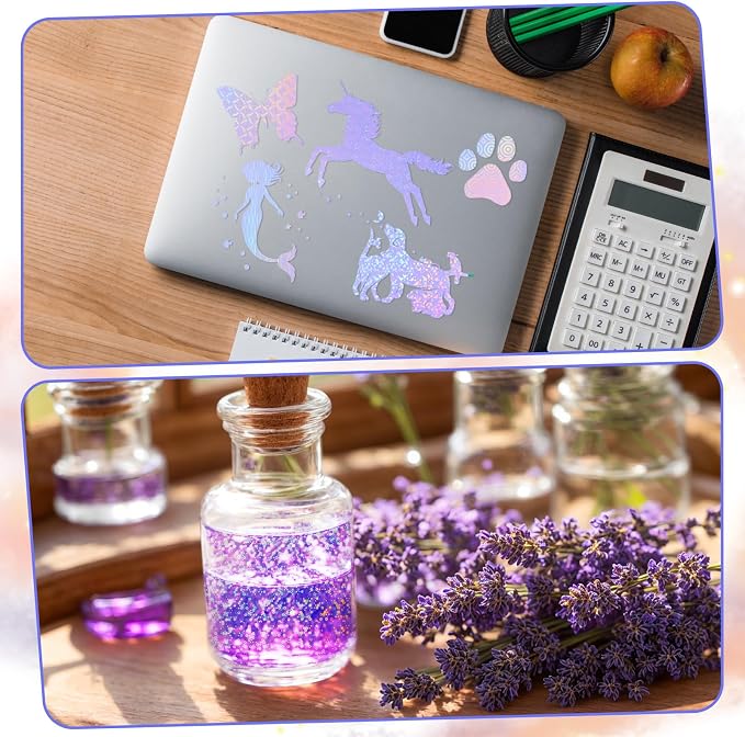 Clabby 36 Sheets Holographic Sticker Paper A4 Vinyl Holographic Laminate Sheets - Image 4