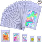 JETMORE 100 Pcs Mylar Bags, Smell Proof Bags Foil Pouch, Holographic Resealable by Jetmore