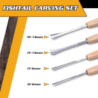 High-Quality Wood Carving Tools Set of 4 Fishtail Chisels and Gouges, Razor - Image 2
