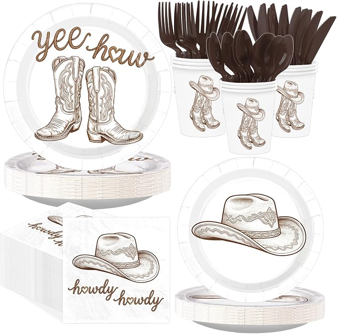 168Pcs Western Rodeo Bachelorette Party Decorations, Serves 24 | Western Themed by Greencian