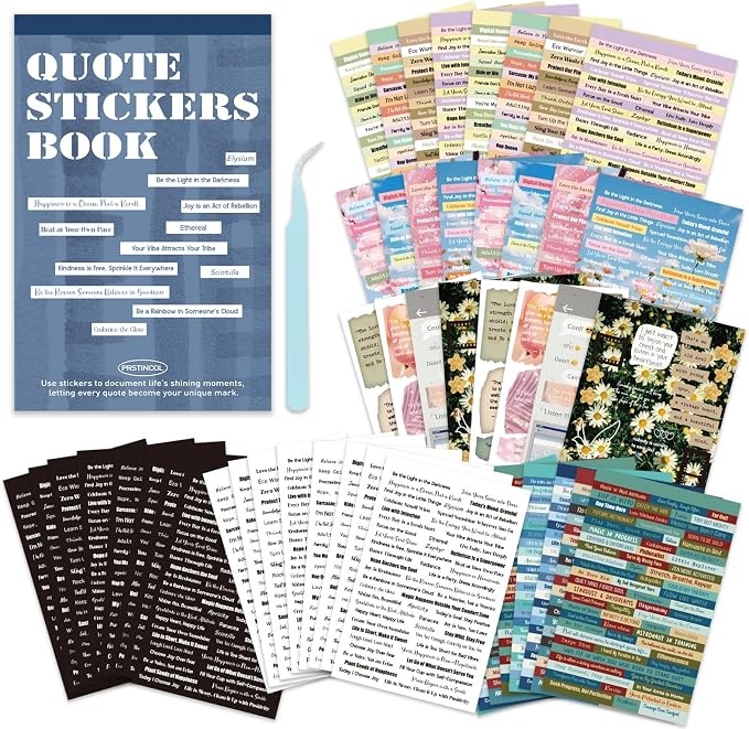 PRSTINCOL 2346PCS Quote Stickers, 48 Sheets Scrapbook Supplies Kit Word Stickers by PRSTINCOL