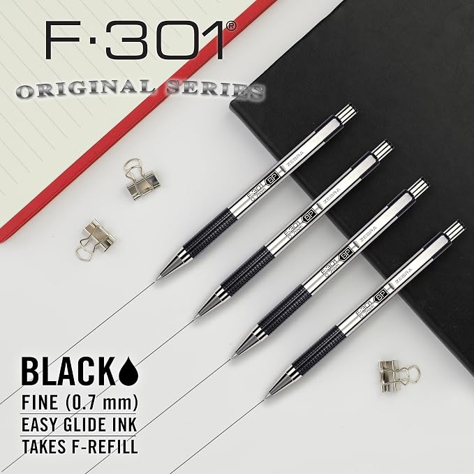Zebra Pen F-301 Ballpoint Black Ink Fine Point 0.7mm Pen, Easy-Glide Ink - Image 3