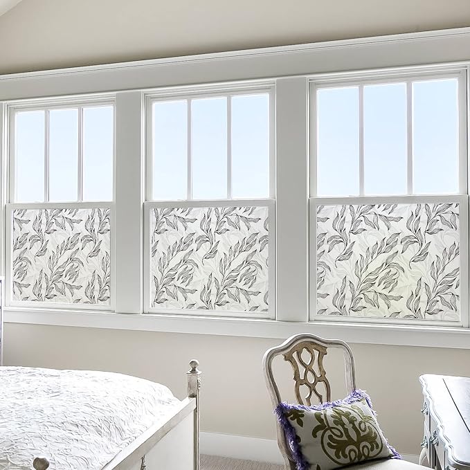 DKTIE Retro Leaves Pattern Two Way Window Film Privacy Day and Night Window - Image 4