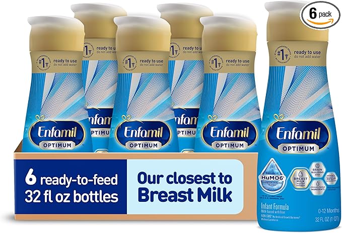 Enfamil Optimum (Enspire) Ready-to-Feed Baby Formula, Our Closest to Breast Milk, Brain-Building DHA, 32 Fl Oz, Pack of 6