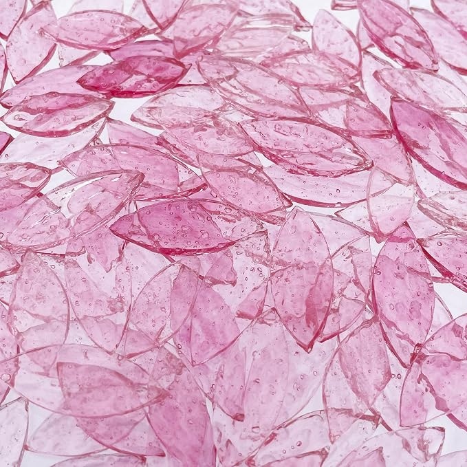 LITMIND 120 Pieces Pink Textured Transparent Mosaic Glass Petals & Leaves in 2 - Image 3