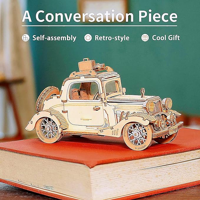 Rowood 3D Puzzles for Adults, Vintage Car Wooden Model Kits to Build, DIY Adult - Image 6