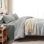 Zzlpp Twin Comforter Set 5 Pieces, Light Grey Tufted Bed in a Bag - Image 4