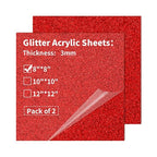 2 PCS 8 x 8 inch Glitter Colored Plexiglass Acrylic Sheets by gdhwcxl