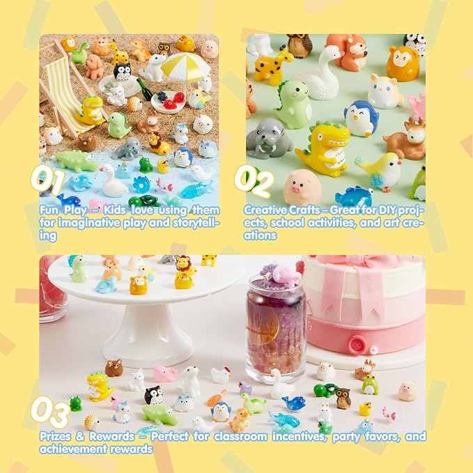 JOYIN 50 Pcs Mini Resin Animals Figures, Mix Resin Animals Figurines - Image 3